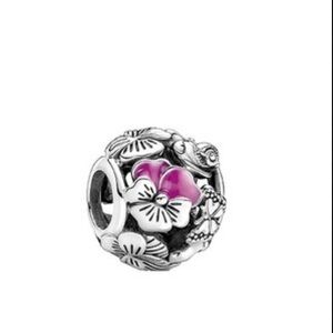 Pandora Floral Charm with Pink Enamel Flower